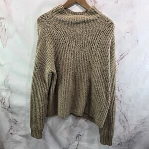 By Anthropologie Sweater Womens Small Brown Tan Mock Oversized Drop Shoulder